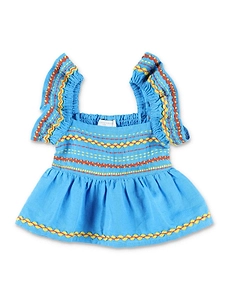 Stella Mccartney Kids Smocked Embroidered Top