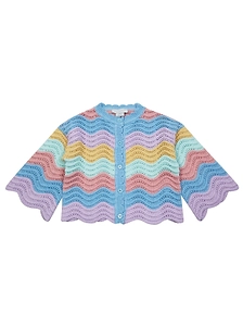 Stella Mccartney Kids Wavy Pattern Scalloped Cardigan