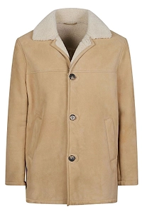 Steve Velvet Shearling-Collar Jacket