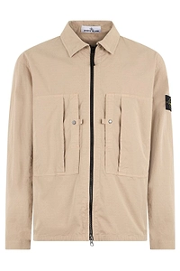 Stone Island Logo Patch Zip-Up Overshirt