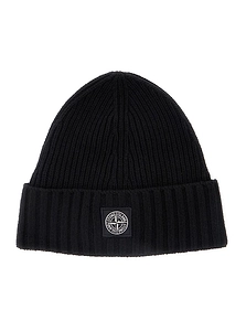 Logo Patch Ribbed Beanie