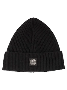 Stone Island Junior Ribbed Logo Beanie Hat