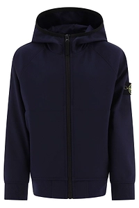 Stone Island Junior Zipped Logo Patch Hooded Jacket