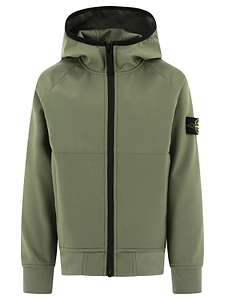 Stone Island Junior Zipped Logo Patch Hooded Jacket