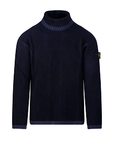 Stone Island Logo Patch Roll Neck Ribbed Jumper
