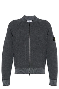 Stone Island Logo Patch Zip-Up Jumper