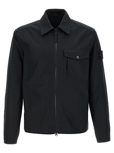 Stone Island Logo Patch Zip-Up Overshirt