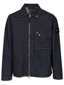 Stone Island Zip-Front Denim Shirt