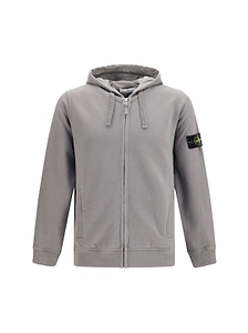 Stone Island Zip-Up Compass Patch Hoodie