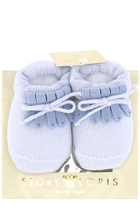 Story Loris Bow Trim Knitted Crib Shoes