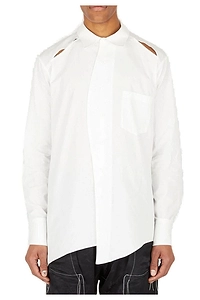Sulvam Slash Shoulder Cut Out-Detailed Shirt