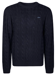 Sun 68 Logo Embroidered Crewneck Knitted Jumper