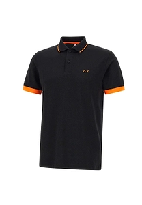 Sun 68 Stripe Fluo Trim Polo Shirt