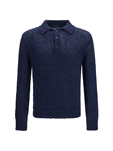 Sunflower Textured Knit Long-Sleeved Polo Shirt