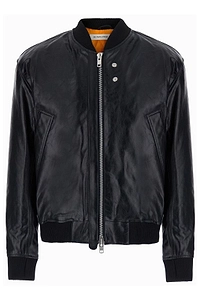 Sunflower Zip-Up Leather Bomber Jacket