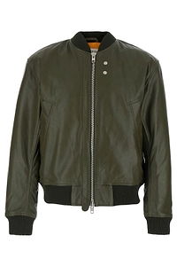 Sunflower Zip-Up Leather Bomber Jacket