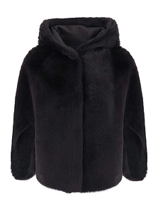Suprema Hooded Shearling Zip-Up Coat