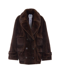 Sword Double-Breasted Faux Fur Coat