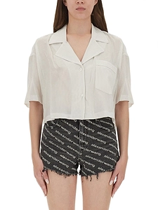 T By Alexander Wang Striped Cropped Shirt