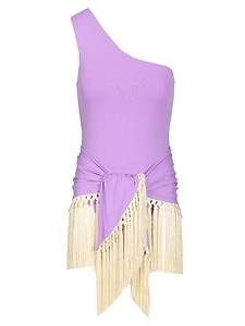 Taller Marmo Yacare One-Shoulder Fringe Beachwear