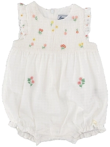 Floral Embroidered Ruffled Romper