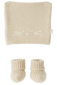 Teddy & Minou Embroidered Set Of Hat And Shoes