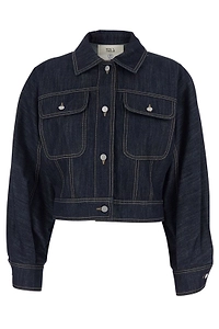 Tela Cropped Contrast-Stitch Denim Jacket