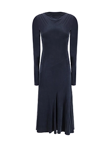 Sabrina Openback Long-Sleeve Midi Dress