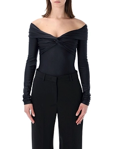 The Andamane Stretch Off-Shoulder Draped Bodysuit