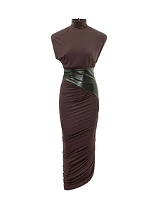 High Neck Ruched Open Back Dress