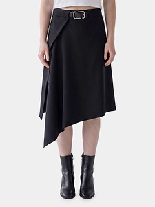 The Attico Asymmetric Belted Midi Skirt
