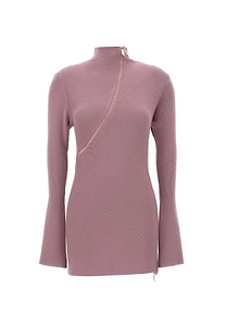 The Attico Asymmetric Zip Ribbed Knitted Top