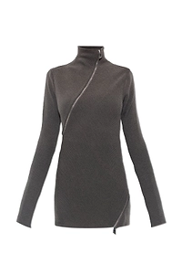 The Attico Asymmetric Zip Turtleneck Sweater