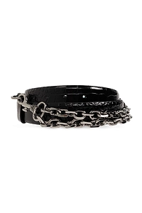 Chain-Detail Leather Belt