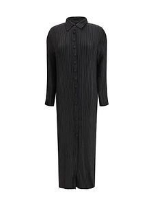 Long Wave Pleated Shirt Dress