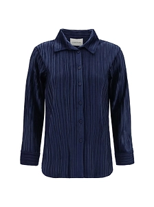 Pleated Button-Up Shirt