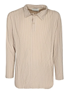 Gongdid Design Pleated Buttoned Polo Shirt