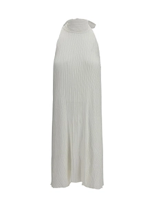 Wavy Pleated Halter Dress