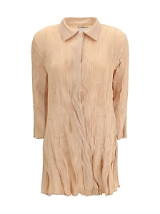 Wavy Pleated Shirt Dress