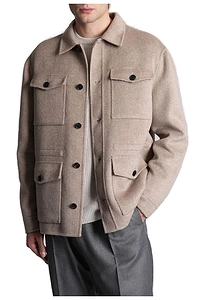 Grayed Long-Sleeved Buttoned Shirt Jacket