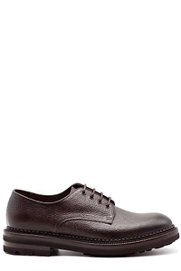 Green George Textured Lug-Sole Derby Shoes