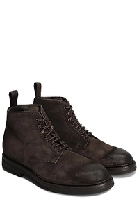 Green George Round Toe Lace-Up Boots