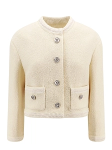 Gucci Button-Up Cropped Tweed Blazer