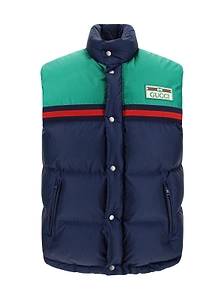 Gucci Colour Blocked Logo Patch Padded Gilet