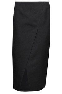 Gabardine Front-Slit Skirt