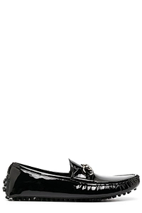 Gucci Glossy Finish Horsebit Slip-On Loafers