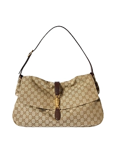 Gucci Jackie Flap Monogrammed Large Shoulder Bag