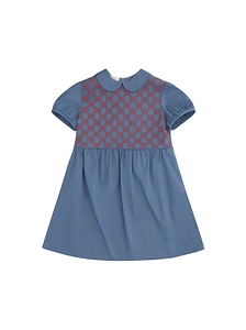Gucci Kids Gg Embroidered Poplin Dress