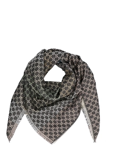 Gucci Logo Jacquard Fringed Hem Scarf