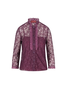 Gucci Ruffled Lace Long-Sleeve Shirt
